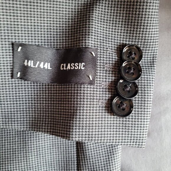 Express Mens 100% Wool Gray Blazer sz 44L Classic Houndstooth 2 Button Front Nwt - Picture 7 of 11